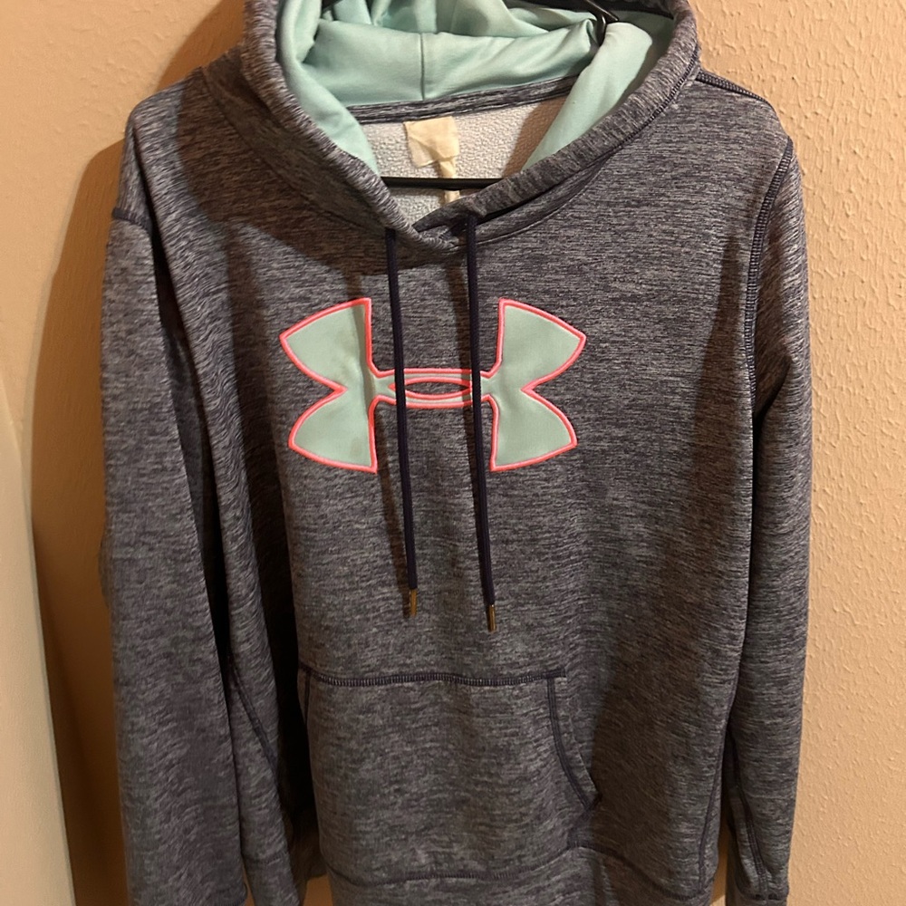 Under Armour Heathered Gray Hoodie with Pink and Mint Accents